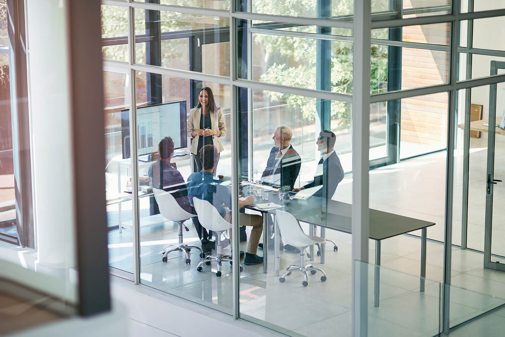 Professionals reviewing financial information together